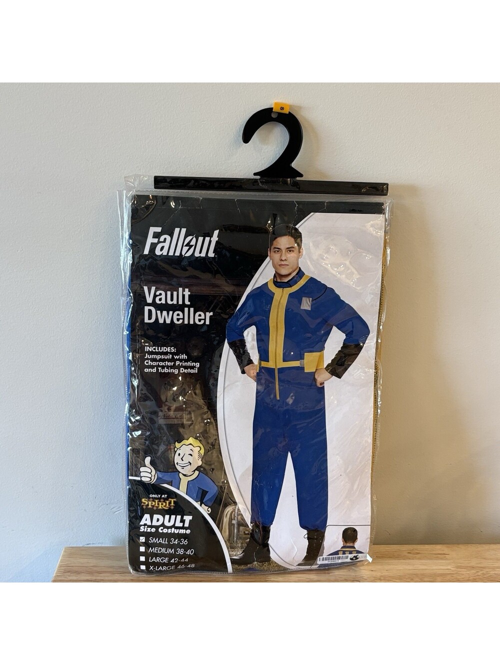Spirit Halloween Fallout Vault Dweller Adult Costume Jumpsuit Blue & Gold SMALL